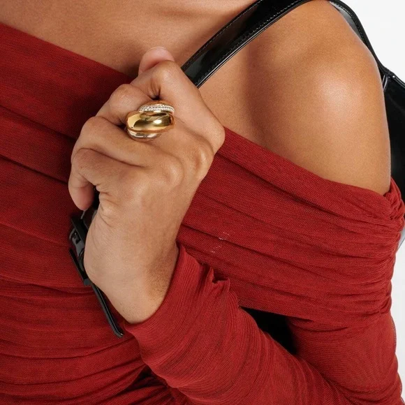 Saint Laurent Whirlwind crystal-embellished ring - Picture 7 of 8